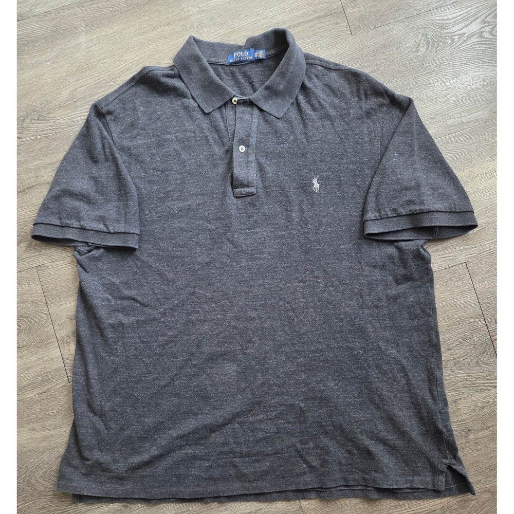 Polo Ralph Lauren Polo Shirt Mens 2XB Grey Short Sleeve Cotton Pony Logo